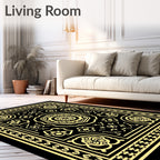 Ornate Black Golden Medallion Rug