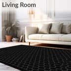 Modern Black Hexagon Weave Rug