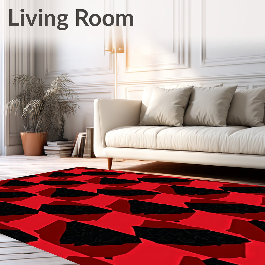 Bold Red Abstract Geometric Rug