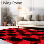 Bold Red Abstract Geometric Rug