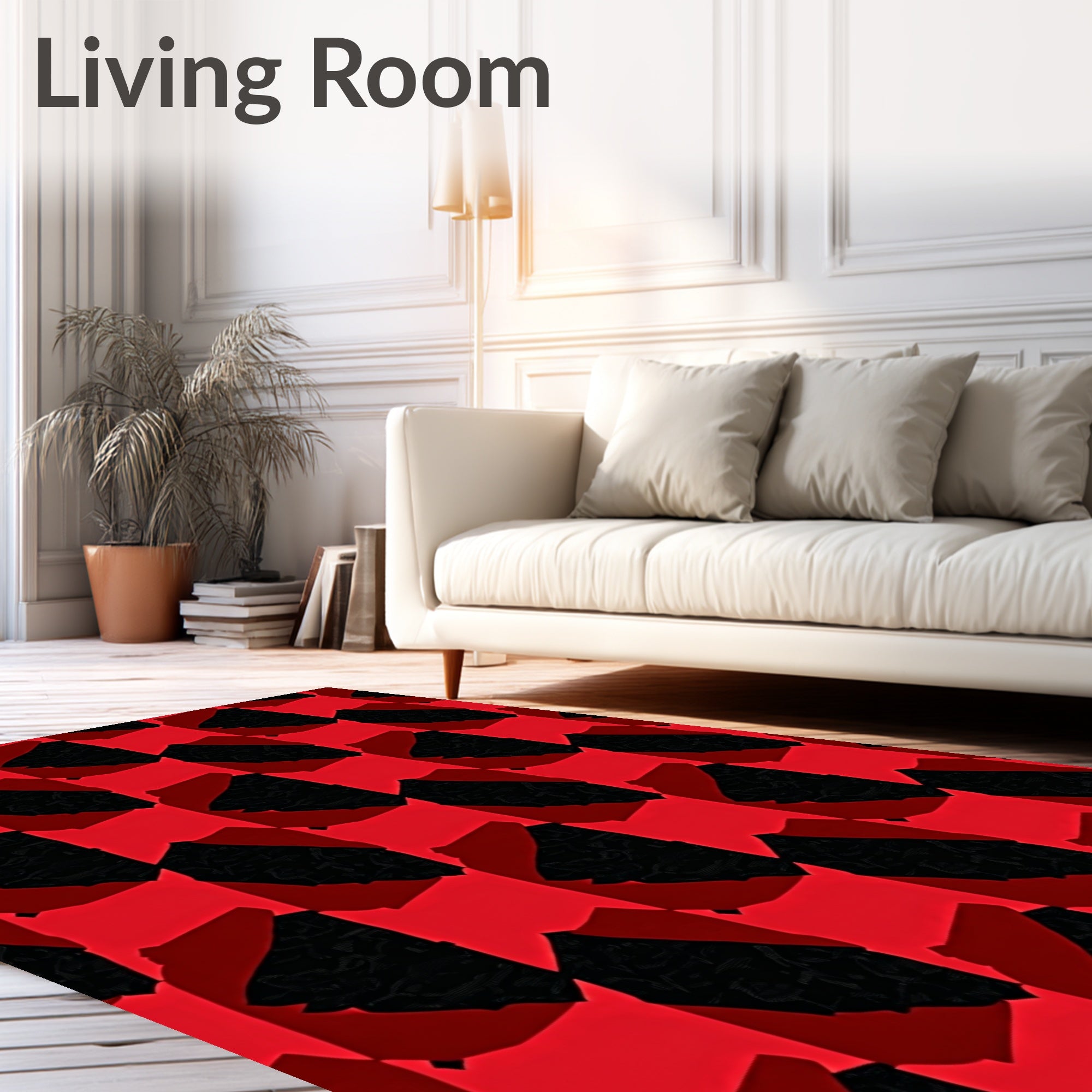 Bold Red Abstract Geometric Rug