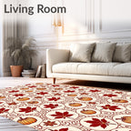 Autumn Maple Leaf Pumpkin Swirl Circles Rug