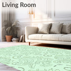 Whimsical Light Green Turtle Swirls Rug