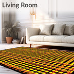 Warm Plaid Geometric Sunburst Rug