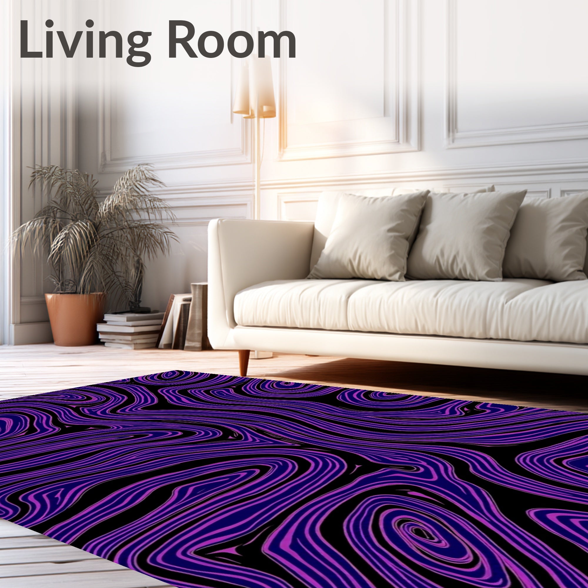 Vibrant Purple Swirl Topography Rug
