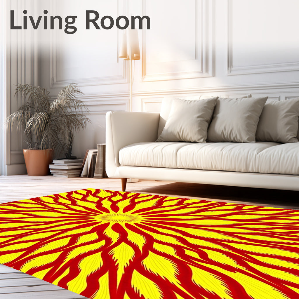 Radiant Red Yellow Burst Rug