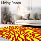 Radiant Red Yellow Burst Rug