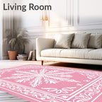 Feminine Pink Lace Snowflake Medallion Rug