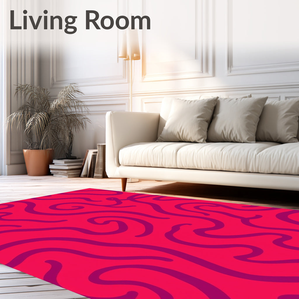 Vibrant Magenta Swirl Line Rug