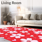 Red Floral Hearts Charm Rug
