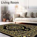 Black Gold Medallion Frame Rug