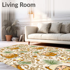Rustic Brown Gnome Candle Whimsical Swirls Rug
