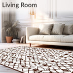 Dark Brown Ornate Filigree Diamond Rug