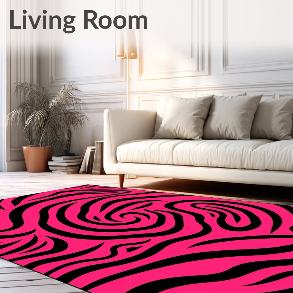 Hot Pink Black Swirl Stripe Rug