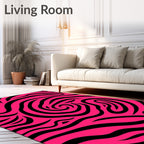 Hot Pink Black Swirl Stripe Rug