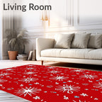 Vibrant Red Floral Burst Rug