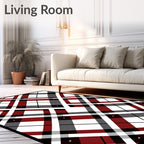 Classic Tartan Red White Grid Rug