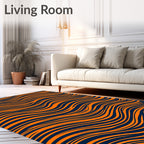 Vibrant Orange Wave Lines Rug