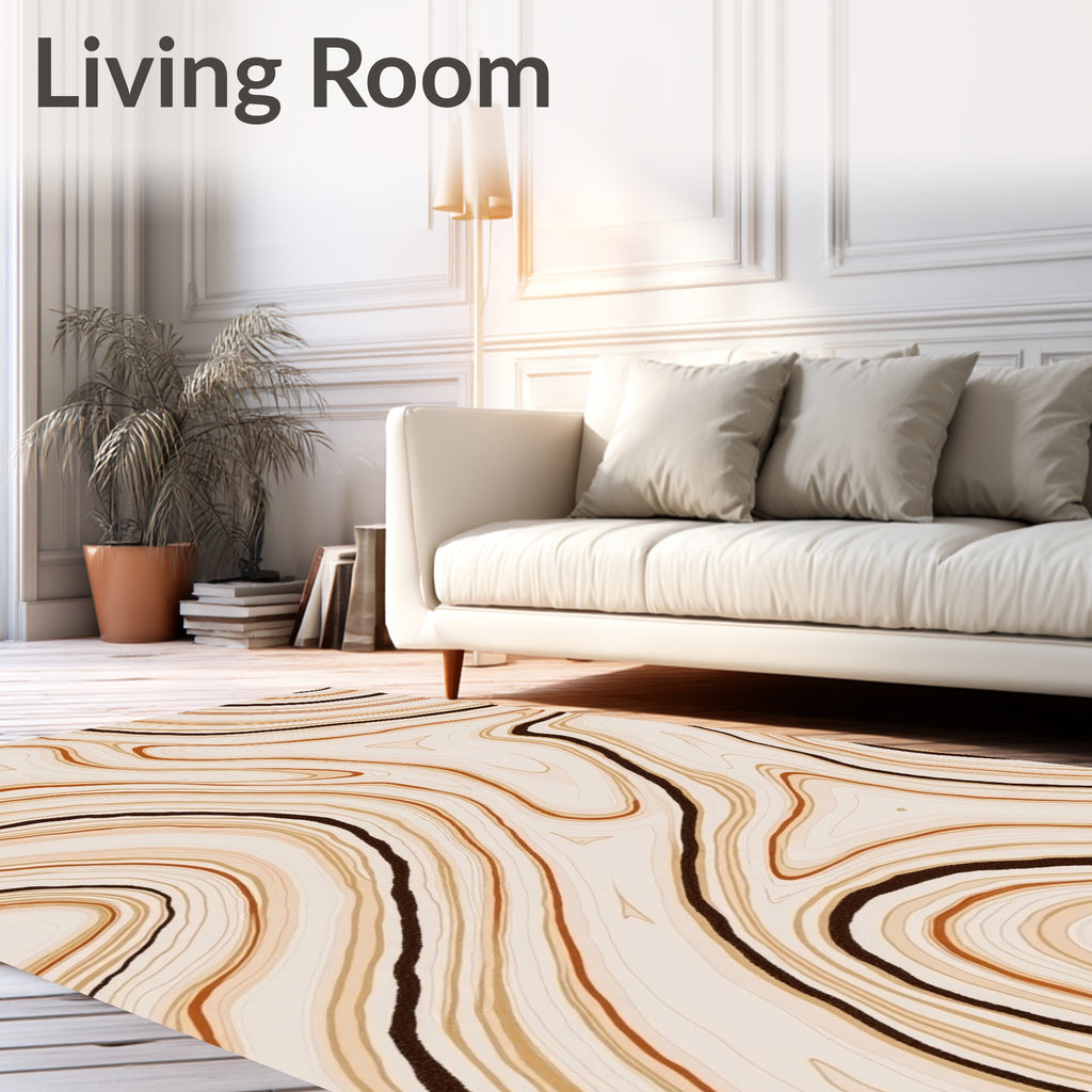 Agate Swirl Cream Brown Stone Rug