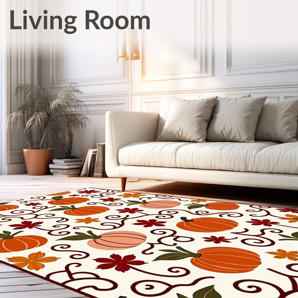 Autumn Orange Pumpkin Swirls Rug