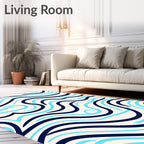 Marine Blue Light Blue Wave Rug