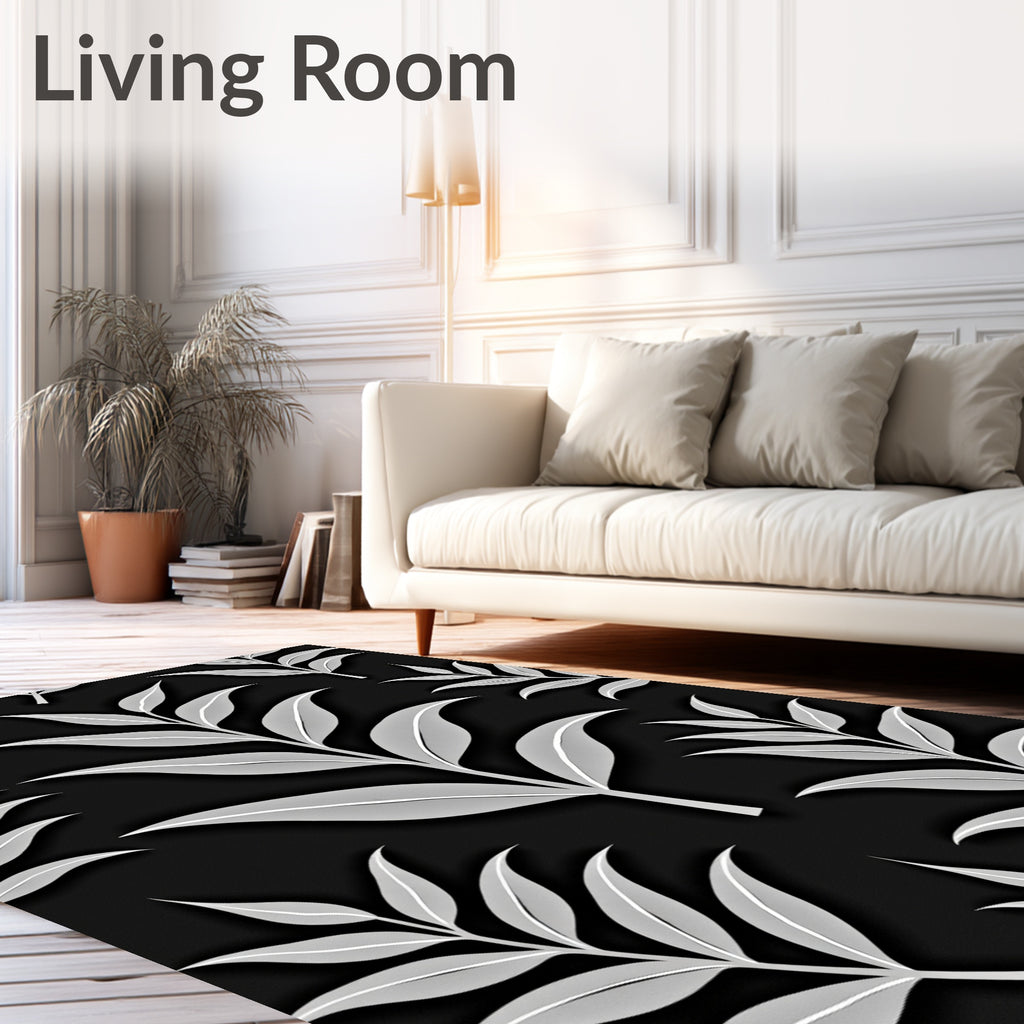 Monochromatic Gray Leafy Branches Rug