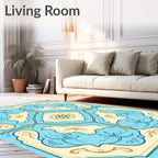 Azure Cream Floral Medallion Rug