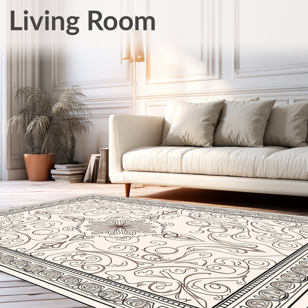 Ornate Antique Floral Scroll Rug
