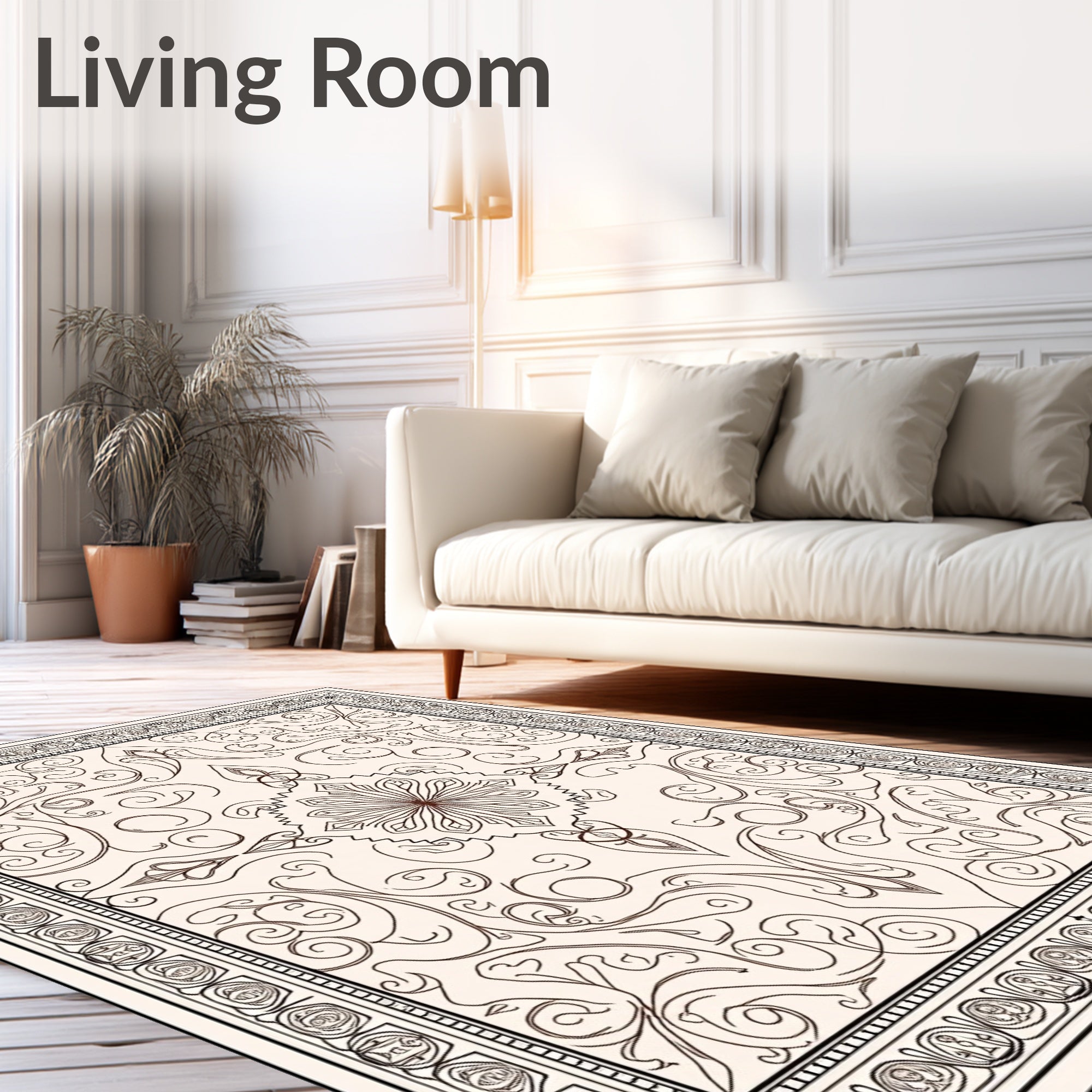 Ornate Antique Floral Scroll Rug