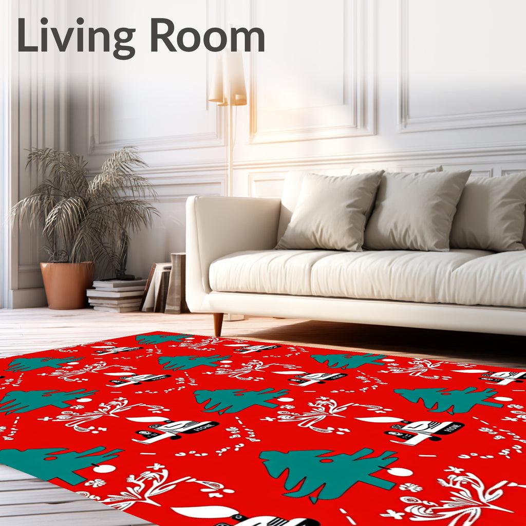 Red Christmas Tree Car Garland Rug