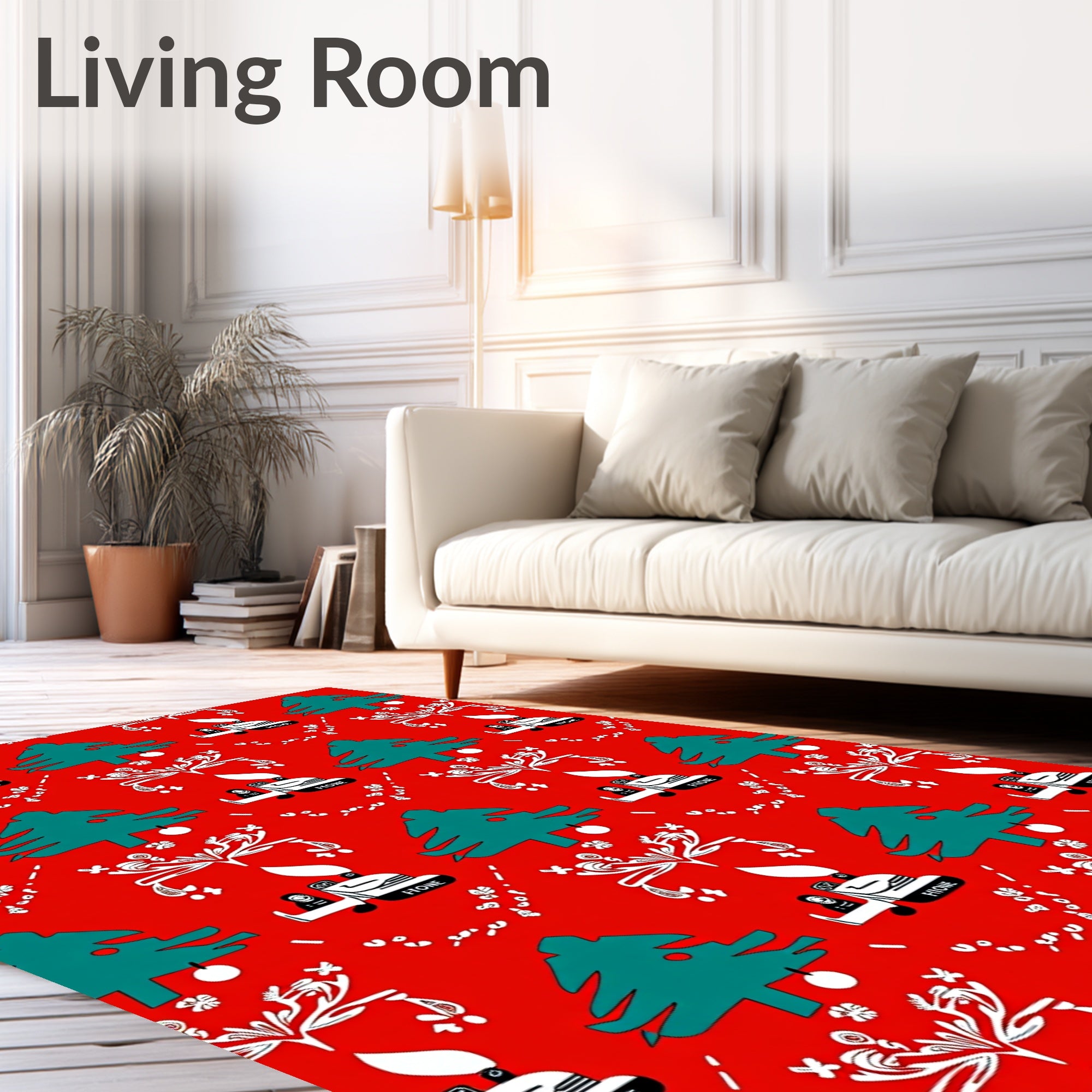 Red Christmas Tree Car Garland Rug