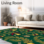 Green Gold Christmas Wreath Bells Rug