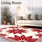 Crimson Floral Medallion Cream Border Rug