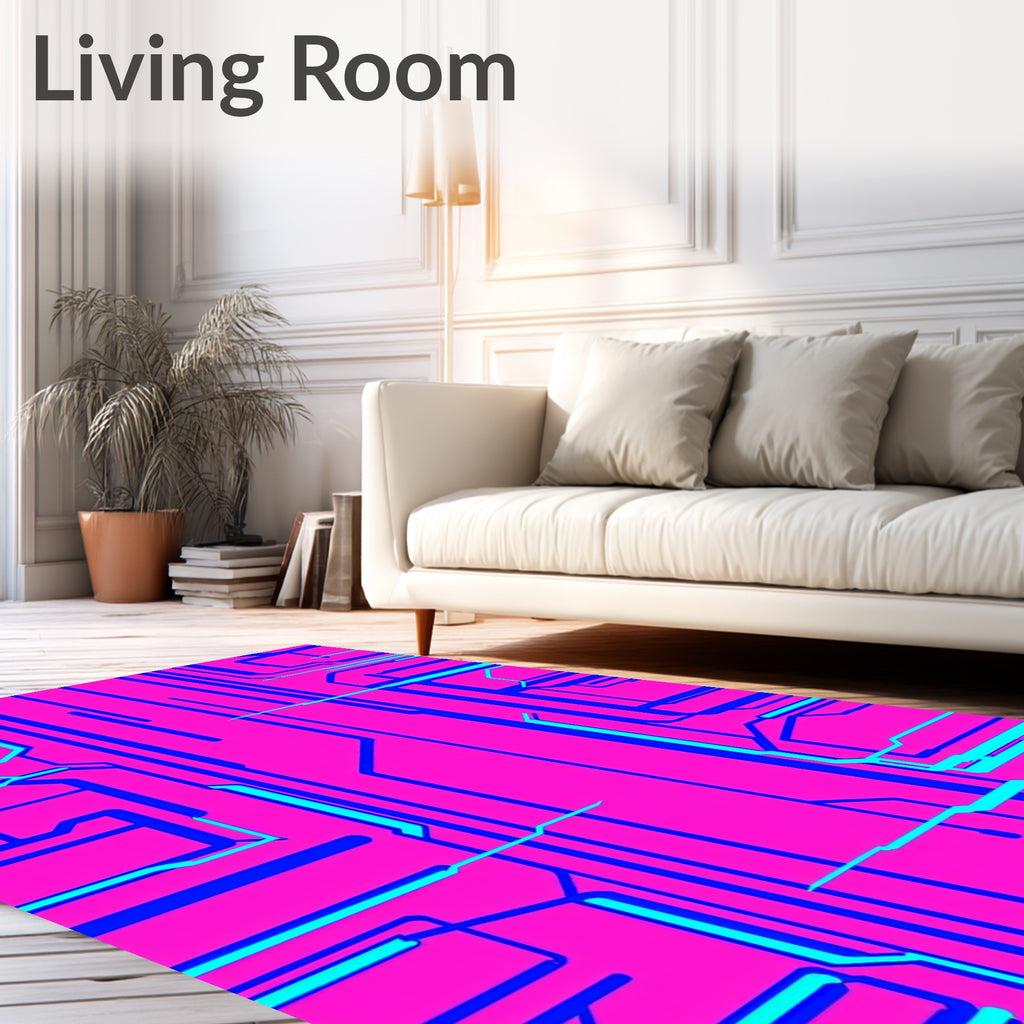 Cyberpunk Pink Circuit Board Rug