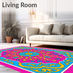 Vibrant Pink Floral Sunburst Medallion Rug