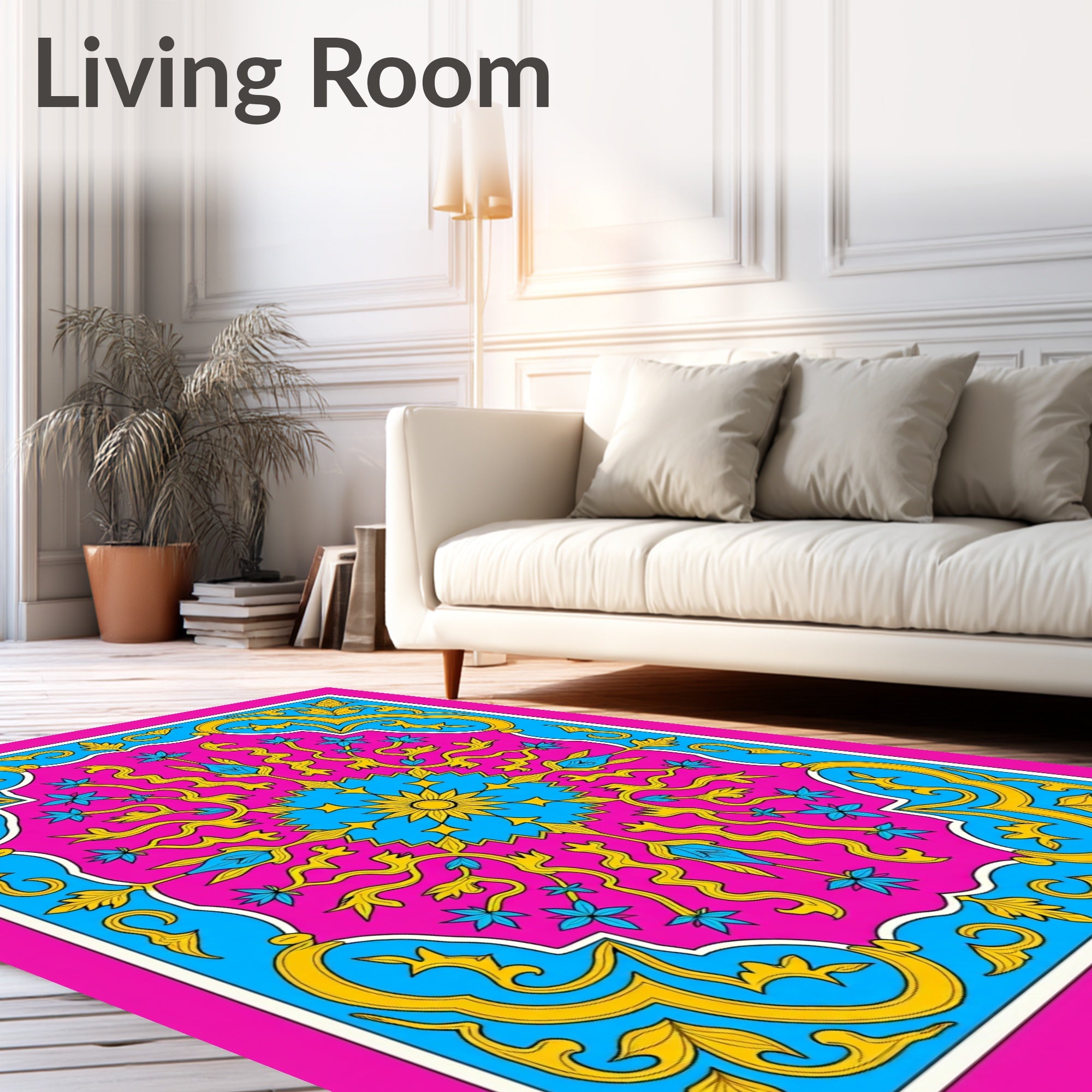 Vibrant Pink Floral Sunburst Medallion Rug