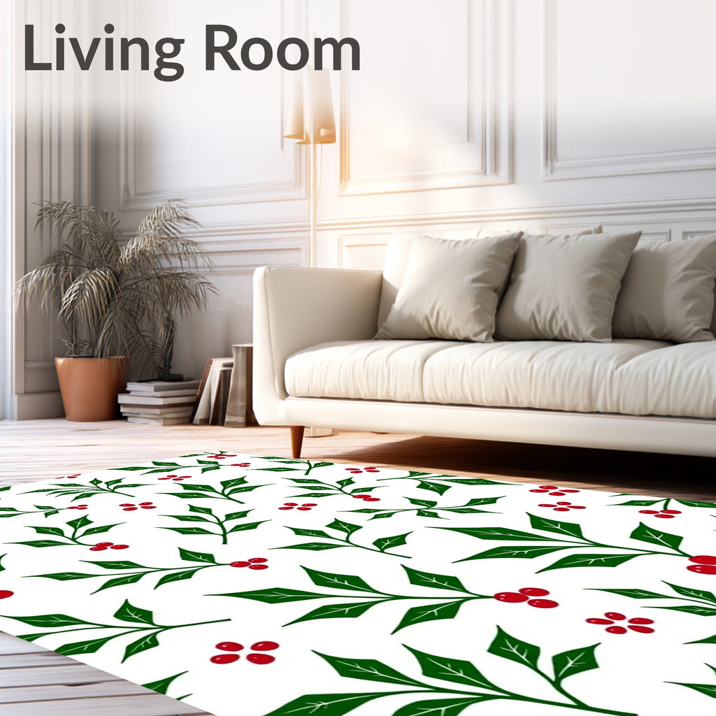 Festive Holly Berry Garland Rug