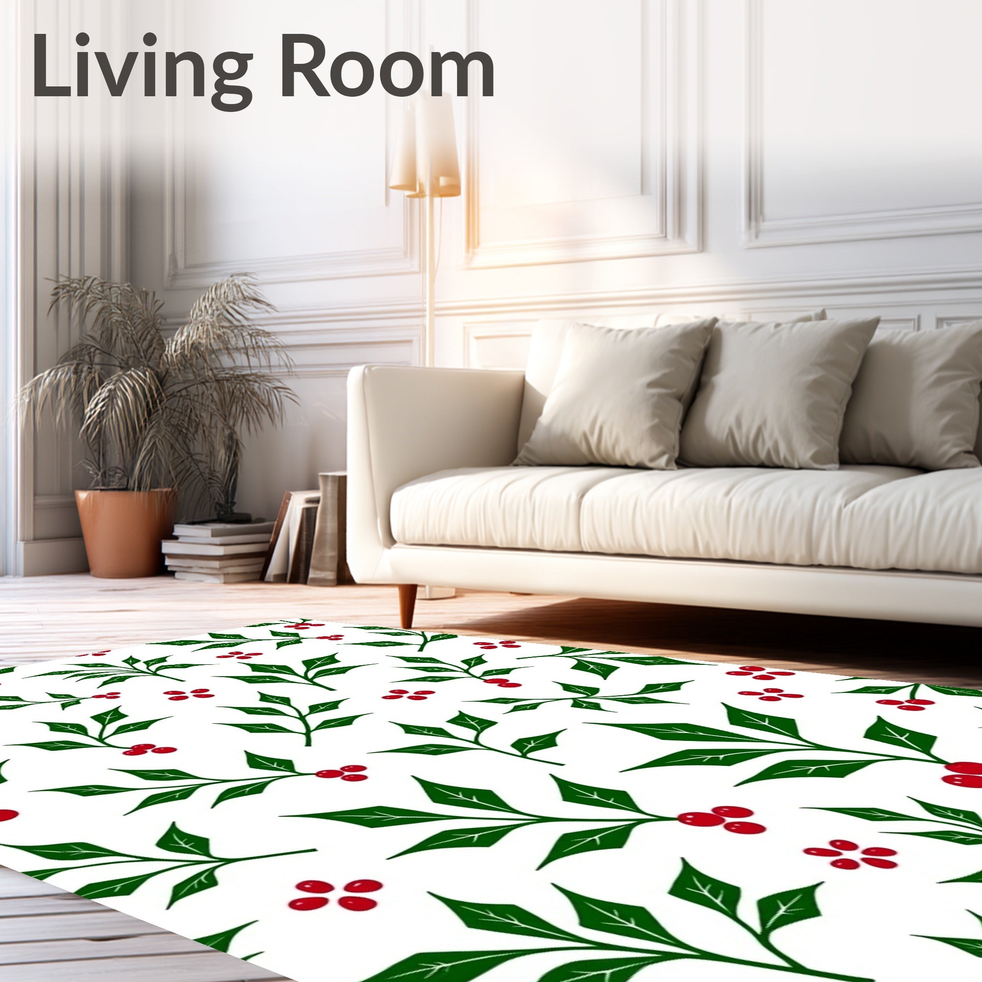 Festive Holly Berry Garland Rug