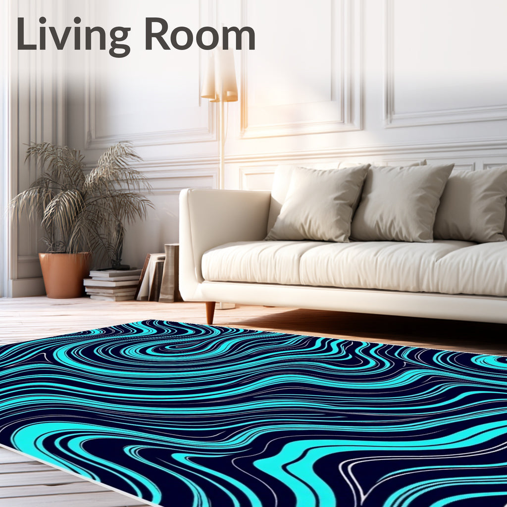 Aqua Marine Swirl Flow Rug