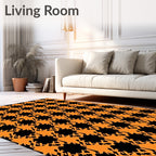 Orange Black Houndstooth Checkered Wrap Rug