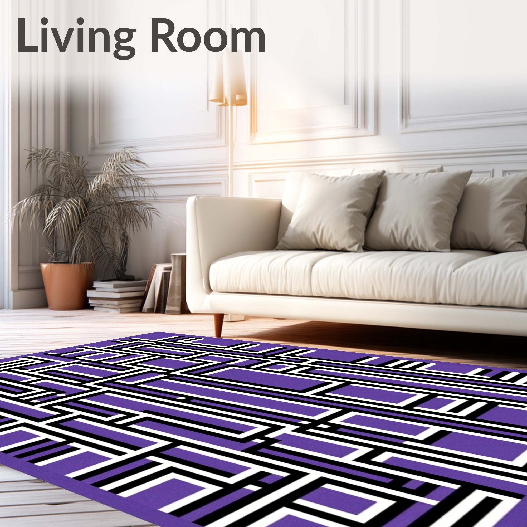 Bold Purple Geometric Maze Rug