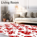 Red Chinese Folk Art Characters Rug