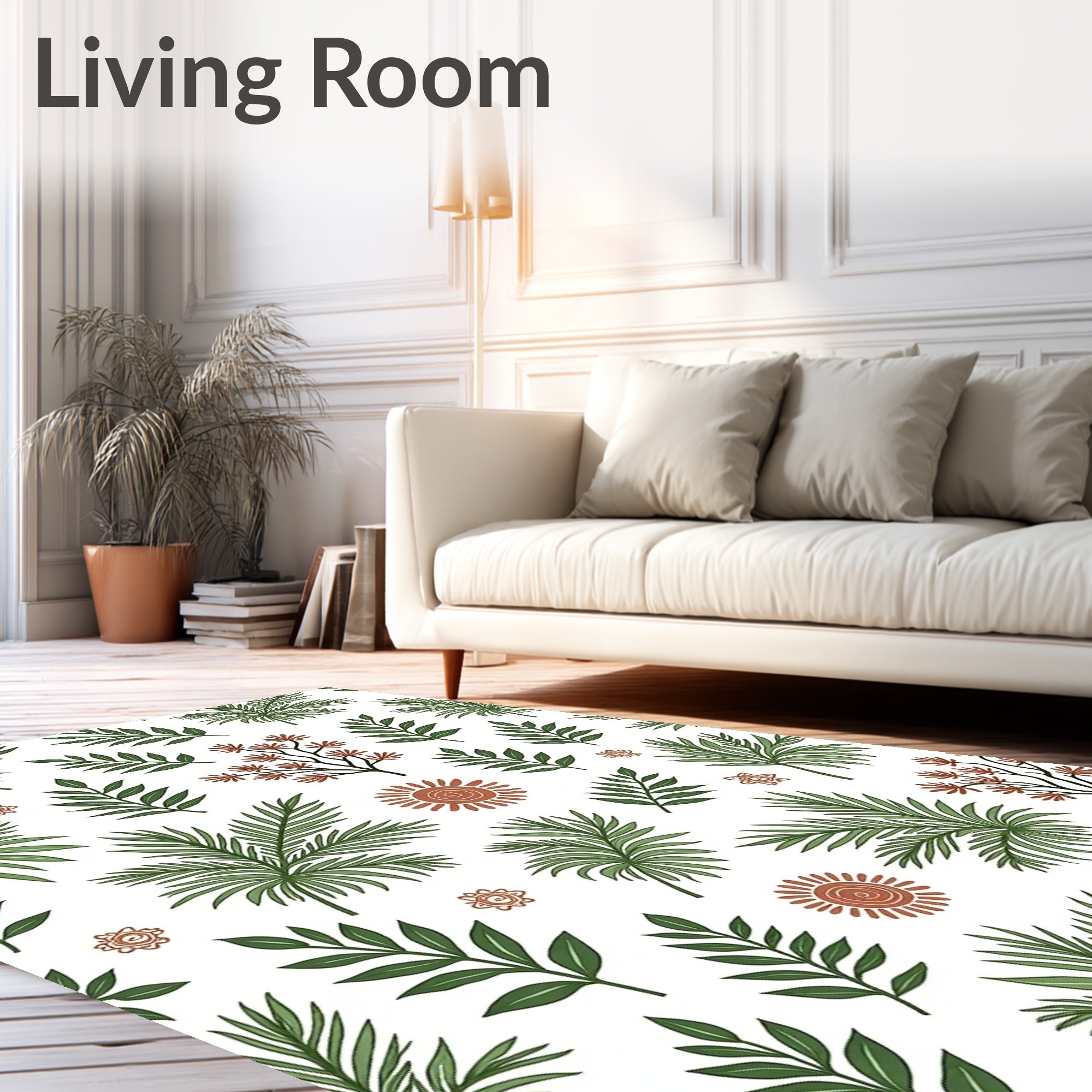 Verdant Palm Leaves Terra Cotta Sun Rug