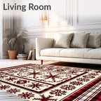 Rustic Crimson Snowflake Plaid Rug