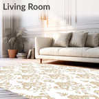 Classic Beige Formal Floral Damask Rug