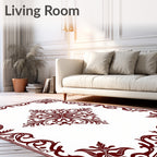 Deep Red Ornate Floral Medallion Rug