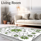 Green Floral Medallion Garden Rug