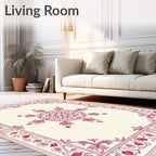 Crimson Medallion Floral Border Rug