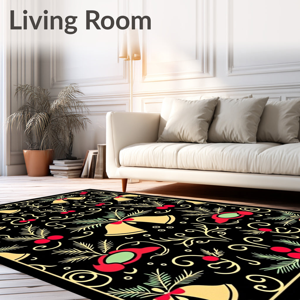 Black Red Gold Bell Holly Rug