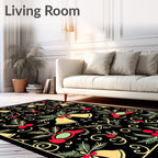 Black Red Gold Bell Holly Rug